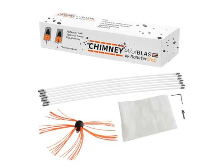 Kit de ramonage 11m Nylon Flexible Hérisson de Ramonage Synthétique Nettoyage Poêle Entrainement Perceuse Électrique