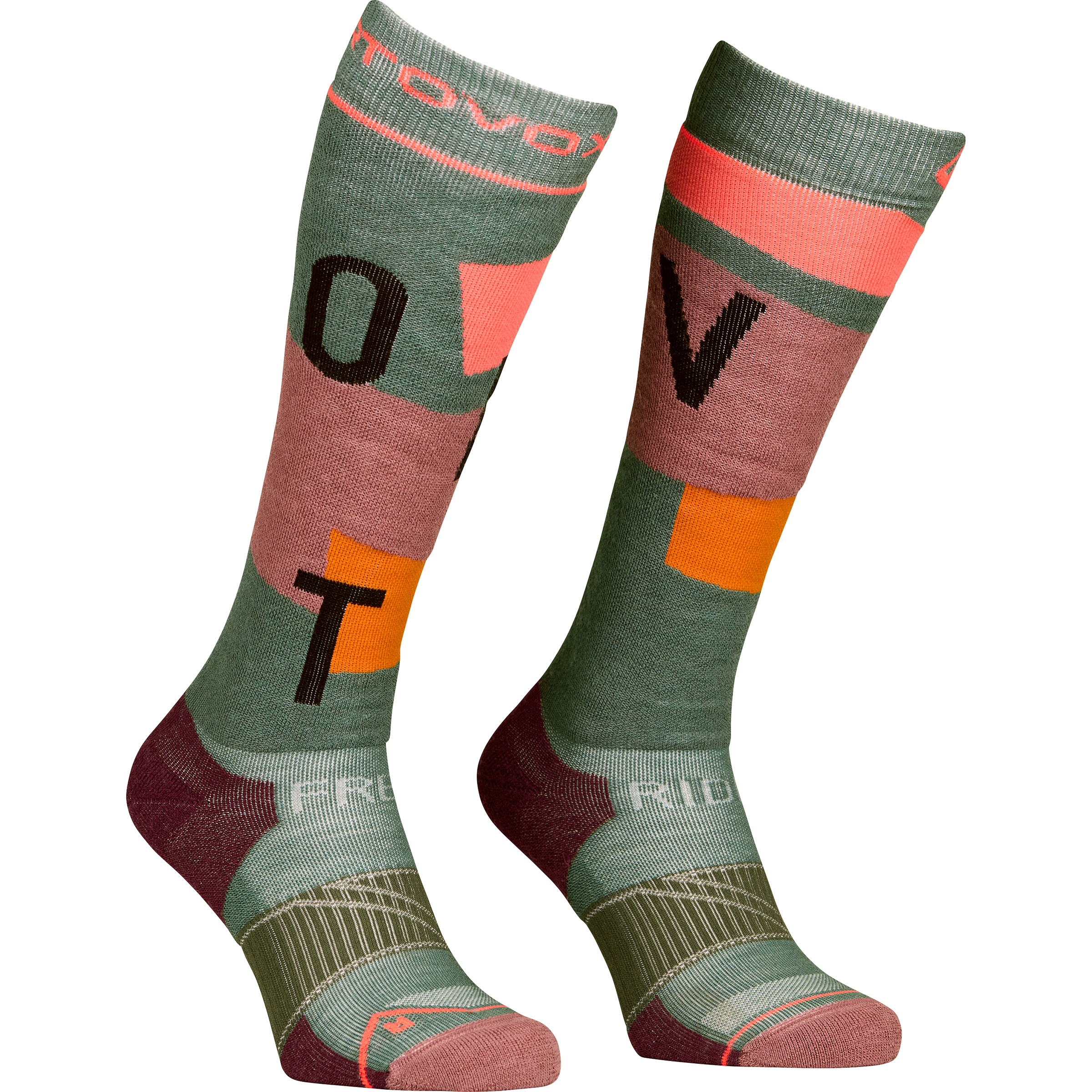 Ortovox Freeride Cozy Damen Skisocken gruen Größe 39 Freeride | Skifahren Kompressionseffekt Merinowolle