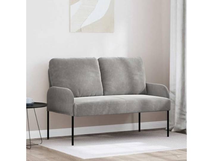 ZQQLVOO Sofa Mit Kissen 110cm Hellgrau, Metallbeine Polyesterbezug, Abwischbar, Stabile Konstruktion, Runde Kissen, Modernes Design