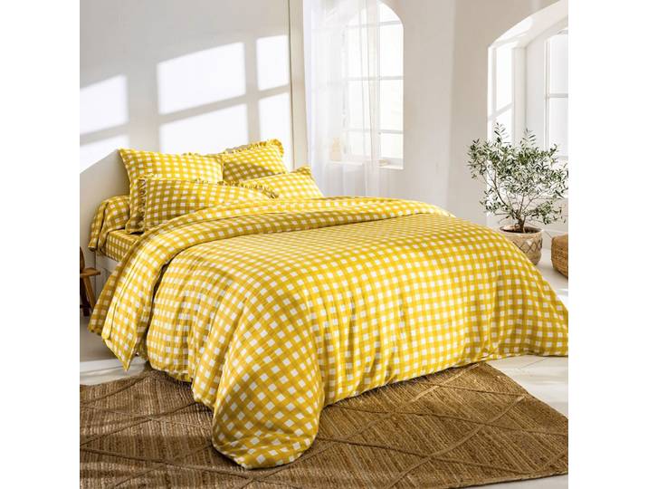 Housse de couette en coton jaune maïs 200x200cm