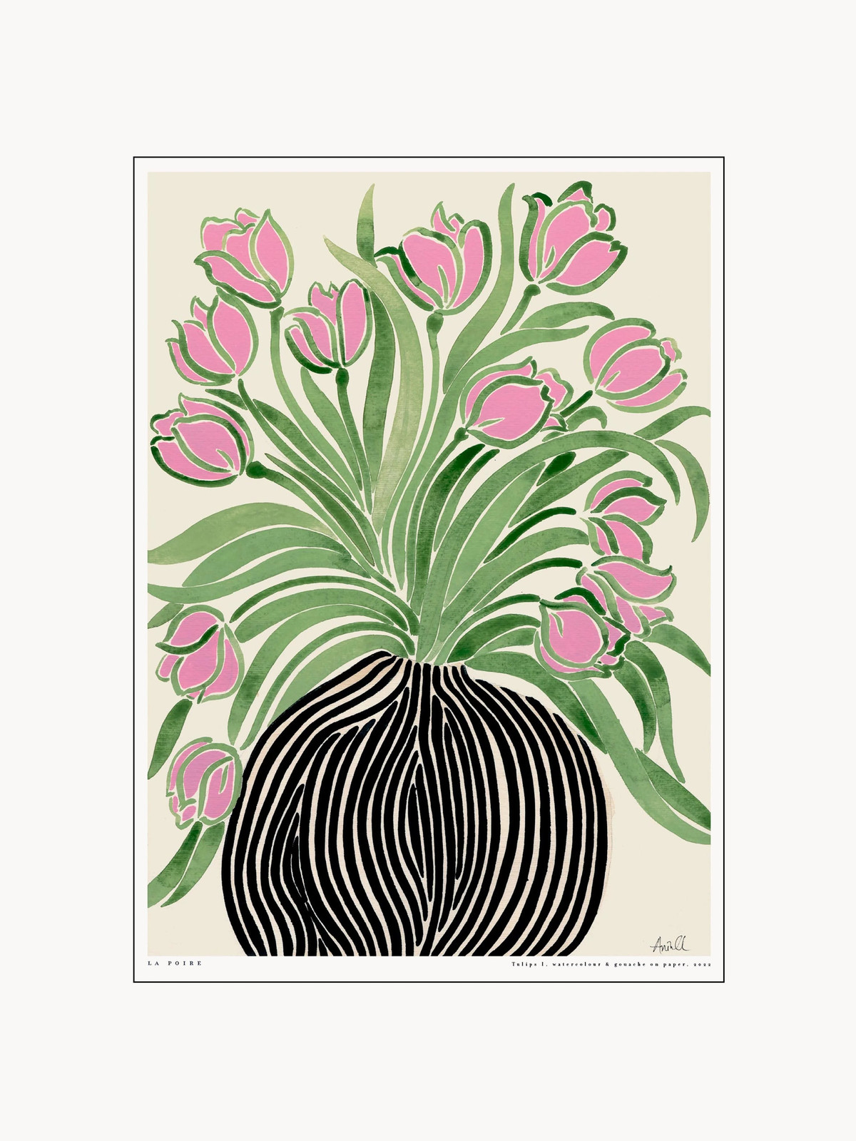 Ingelijste digitale print poster Tulips 1 met illustratie