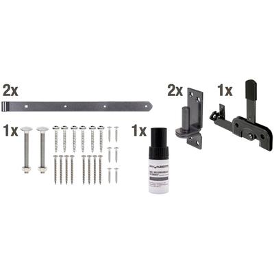 Torbeschlag ALBERTS "DURAVIS Beschlagssortiment", schwarz (schwarzdiamant), Stahl, Beschläge, für Einzeltore, duplexbeschichtet