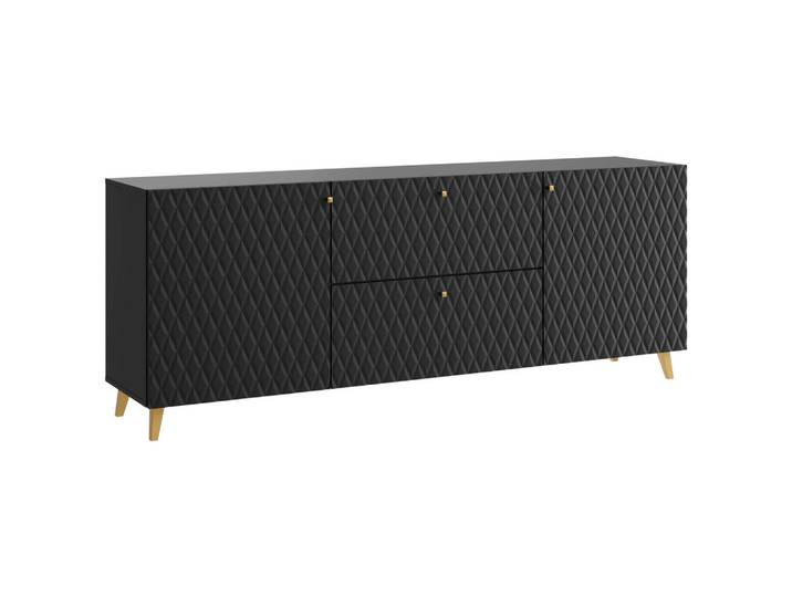 P & B Lowboard Phuket, Schwarz, Kunststoff, 2 Fächer, 2 Schublade(n) Schubladen, 180x69.4x39 cm, Fsc, Wohnzimmer, Wohnwände, Lowboards