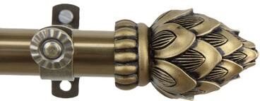 InStyleDesign Lotus Adjustable Antique Brass Curtain Rod with Finial