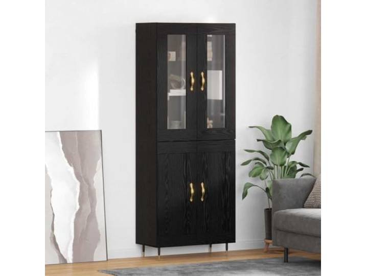 Elegantes Highboard 2 Stück Betongrau für Gute Organisation aus langlebigem Holzwerkstoff mit viel Stauraum, EIN stilvolles Highboard für Ihr Wohnzimmer mit Metallfüßen