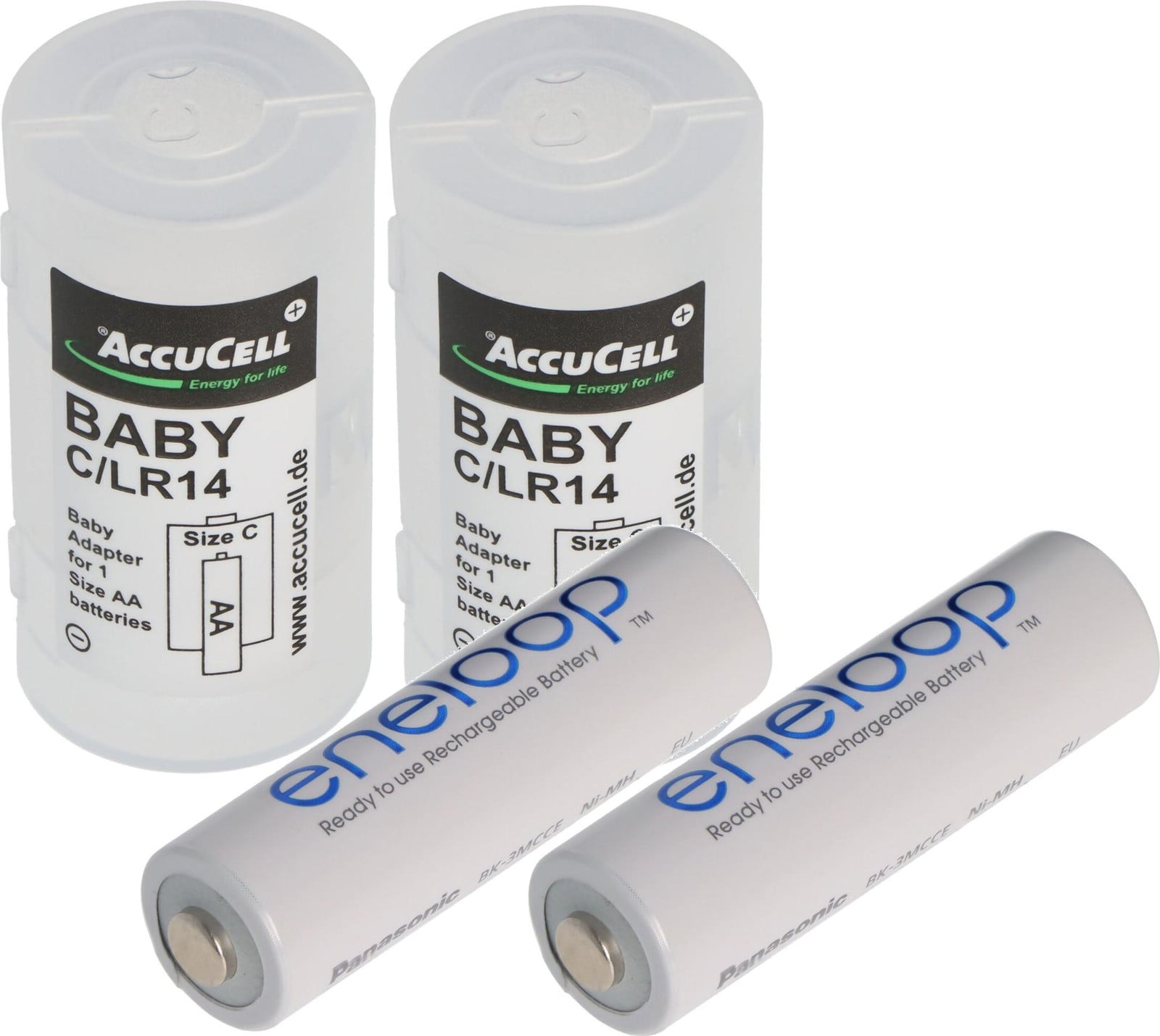 AccuCell Adapter C NiMH-accu 2-pack, Mignon LR14 HR06 1.2V 2000mAh, geschikt voor Baby en Panasonic eneloop, BK-3MCDE/2BE