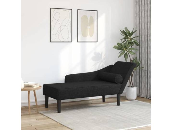 Printemps/été 2025  Chaise longue VIDAXL avec coussins noir tissu - 141x55.5x66.5 cm LV6325