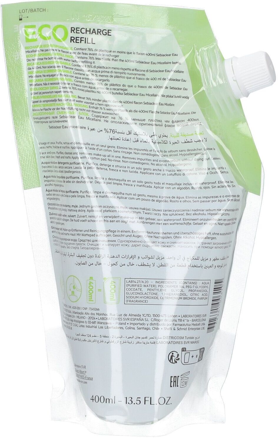 SVR Sebiaclear Micellair Water Refill 400 ml Gesichtswasser