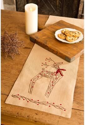 Manor Luxe Rustic Reindee Christmas Burlap Table Runner, 13 by 90-Inch