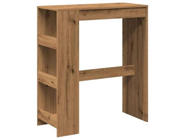 vidaXL Table de Bar avec étagères chêne Artisanal Bois d'ingénierie\, Table de pub\, Table Haute\, Table de Tabouret de Bar\, Table de Bar de Cuisine