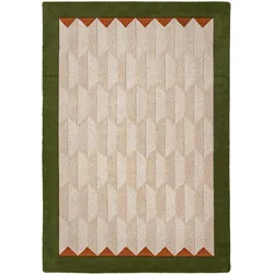 WOLLTEPPICH handgetuftet DARENT, Wabenmuster, Erdtöne-Grün, 120 x 170 cm