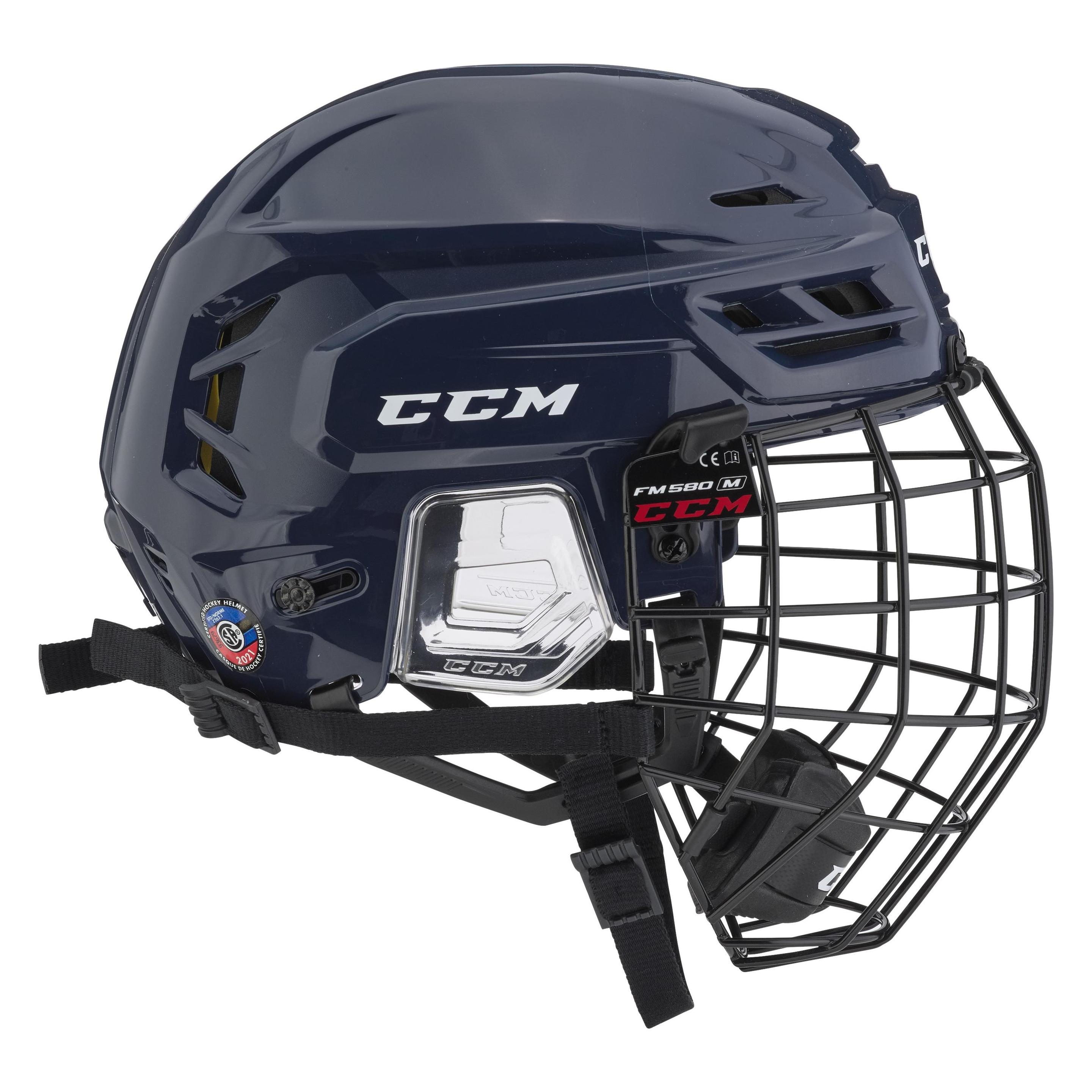 CCM Tacks 210 SR Hockeyhelm mit Käfig (L, Dunkelblau) (L) (58987653)