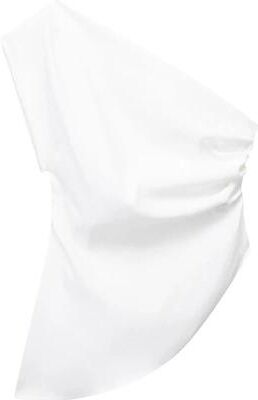 Uplifted Finds Womens Asymmetric Off Shoulder Trendy Spicy Girl Fashion Top xs white