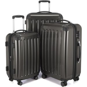 Hauptstadtkoffer Koffer Alex, erweiterbar, graphit, 3-teilig, Hartschale, mit 4 Rollen, klein / groß (2x)