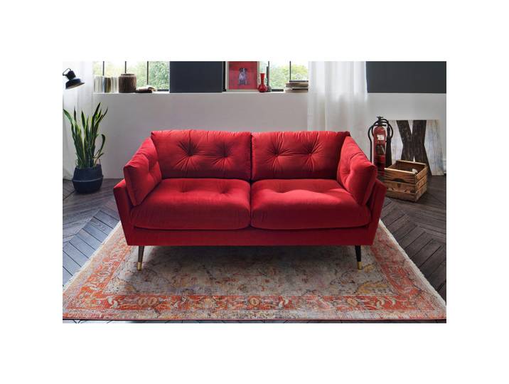 Mid.you 2-Sitzer-Sofa Japan-2S Sofa, Dunkelrot, Uni, Füllung: Schaumstoffflocken,Schaumstoffflocken, 167x84x93 cm, Stoffauswahl, Rücken echt, Wohnzimmer, Sofas & Couches, Sofas, 2-Sitzer Sofas