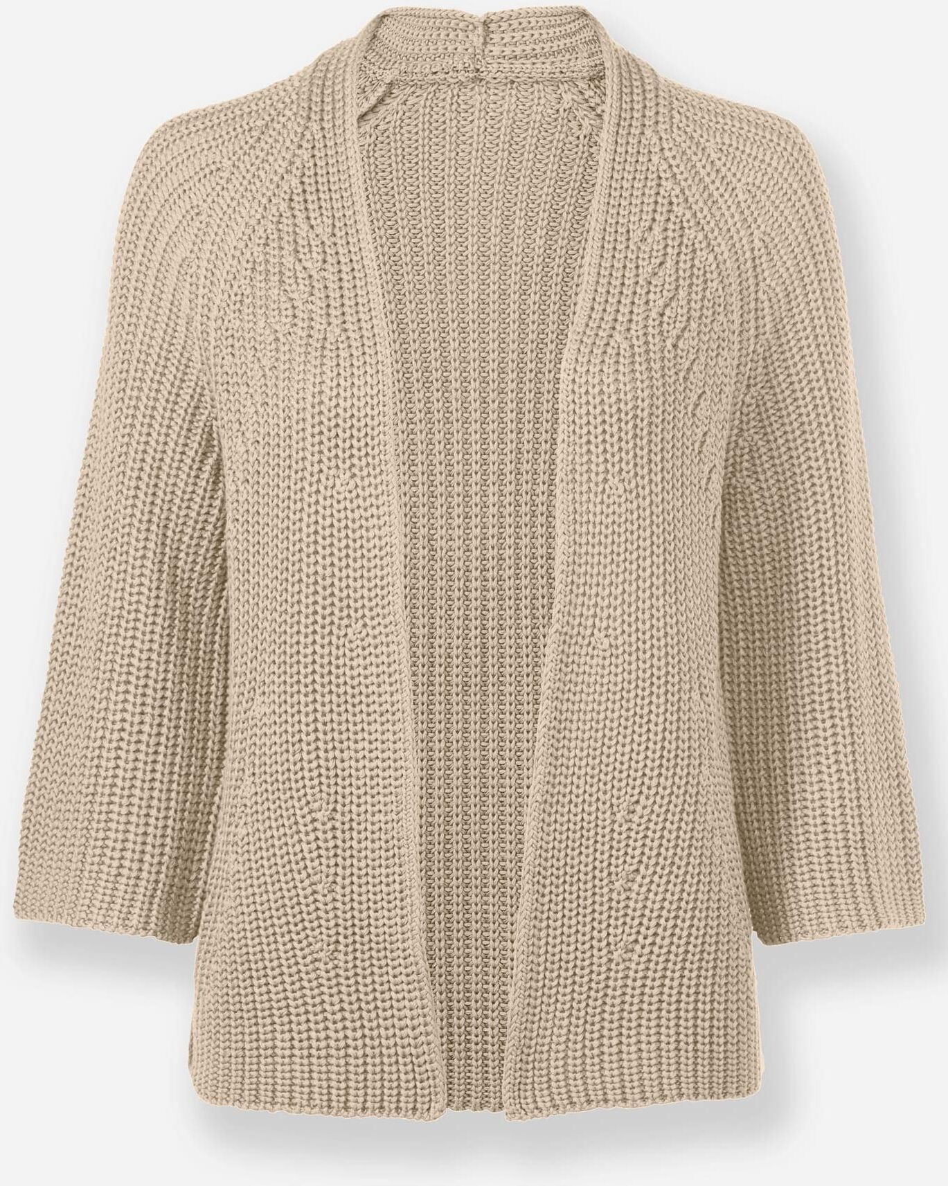Cardigan HEINE, Damen, Gr. 50, beige (sand), 50% Baumwolle, 50% Polyacryl, unifarben, Strickjacken Cardigan sand 50