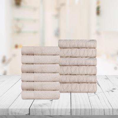 Turkish Cotton Herringbone and Solid Washcloth Towel Set by Superior