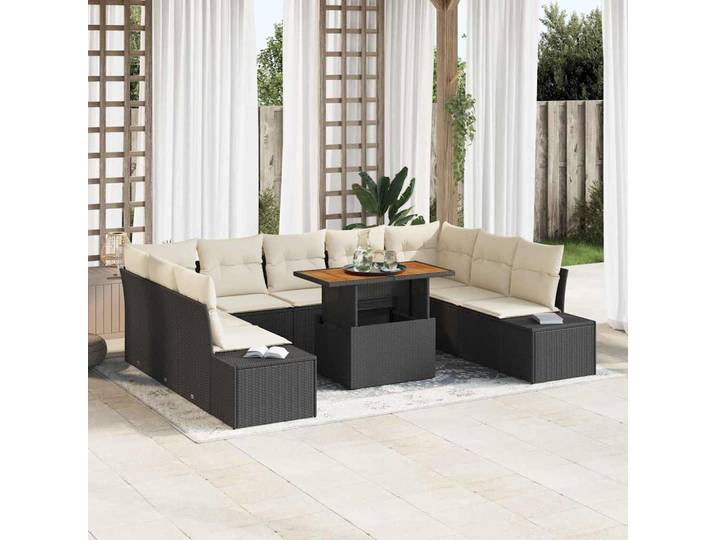 vidaXL Gartensofa-set 10 Stk. Schwarz