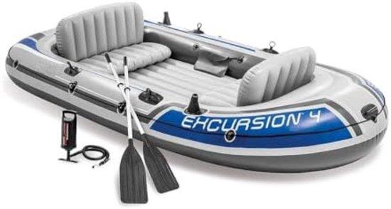 Famanu aufblasbares Boot - 4-Personen mit Handpumpe und Aluminium-Paddeln