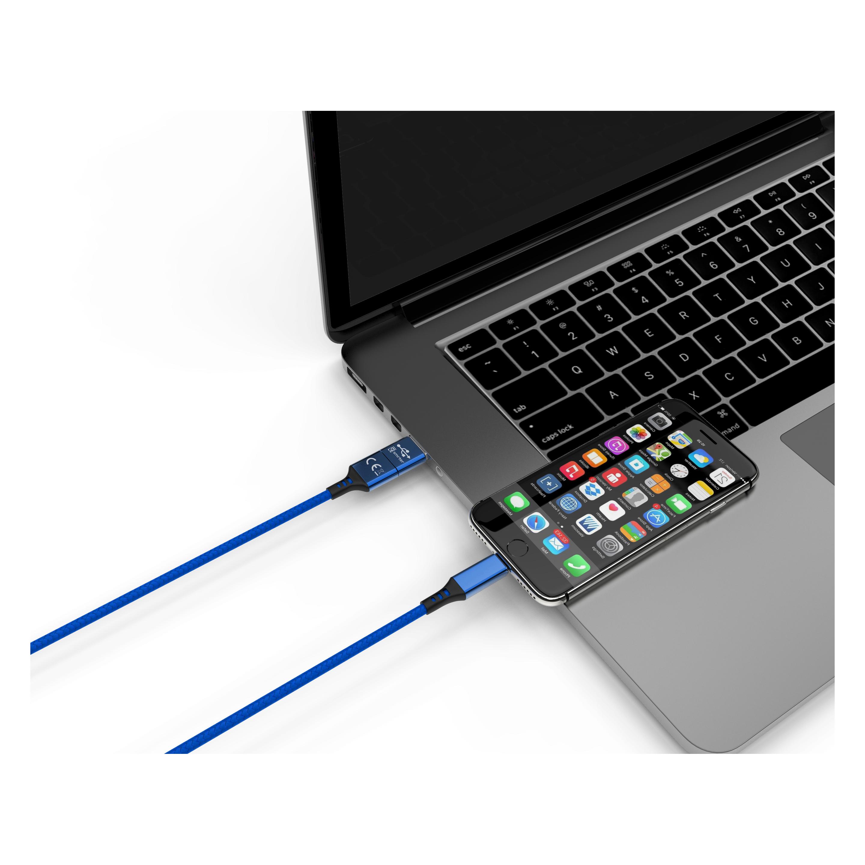 Cololight SPEEDY-L BL Ladekabel USB-A/USB-C -> Lightning blau (1 m, USB 3.2 Gen 2) (SMRTER_SPEEDY_L_NB)