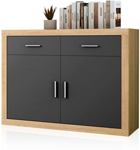 duehome Aparador de 2 puertas y 2 cajones alta capacidad 120 cm Nuka - Cambria - Grafito