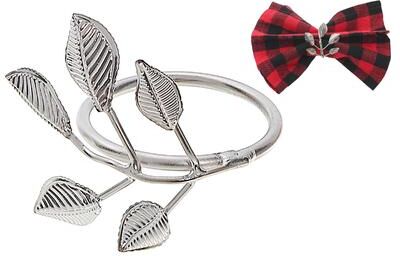 IH Casa Decor Silver Metal Leaf Napkin Ring - Set of 6