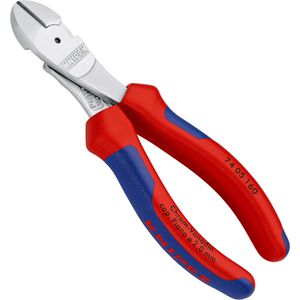Knipex Seitenschneider 74 05 160, Kraft-Seitenschneider, 160 mm, verchromt, Mehrkomponentengriffe