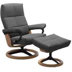 Stressless Sessel mit Hocker David Signature Leder Grau Batick Grey L (Large)