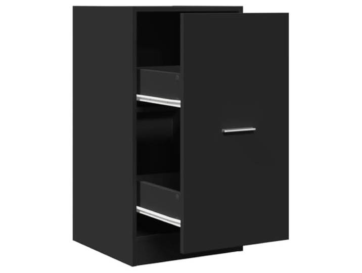 HGFDVCMR Apothekerschrank Schwarz 40x41x77,5 cm Holzwerkstoff Kompakter Auszugschrank mit 2 Schubladen für Wohnzimmer, Küche und Büro. Bietet viel Stauraum auf kleinster Fläche.