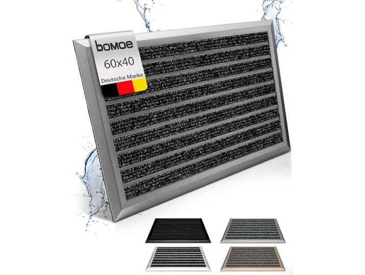 bomoe Fußmatte Außen rutschfest Rostfrei Fussabtreter Aussenbereich 40x60cm Blau Grau Outdoor-Fußmatte Eingang Fußabstreifer Gitter Fusmattenteppich Türmatte Sauberlaufmatte AluGant