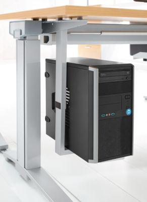 Schäfer Shop Genius CPU-Halter für Schreibtische ERGOSTYLE S, breiten- & höhenverstellb., Stahl pulverbeschichtet, weißalu