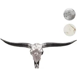 Deko Schädel 132cm HWC-A14, Polyresin Stier Bulle Longhorn Kopf Trophäe, In-/Outdoor ~ silberfarben