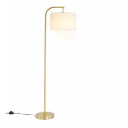 Relaxdays Bogen-Stehlampe mit Stoffschirm Weiß,Gold