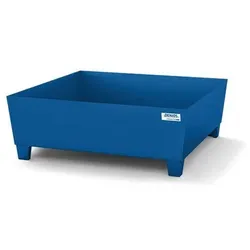 Auffangwanne classic-line aus Stahl für 2 Fässer, lackiert,unterfahrbar, o. Gitterrost,1240x1210x430