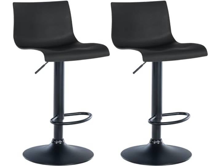 CLP 2er Set Barhocker Branford I Stoff I Kunststoff I Höhenverstellbarer Küchenhocker I Thekenhocker Mit Integrierter Fußstütze Farbe schwarz Material Kunststoff