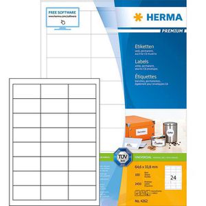 Herma Premium 4262 2400 Etiketten weiß 64.6 x 33.8, 2400 Stück