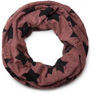 Loop STYLEBREAKER "Loop Schal mit Sterne und Punkte Muster", Damen, braun (rotbraun), Obermaterial: 50% Viskose CV. 50% Polyester PES., Modisch, Modetücher Loop