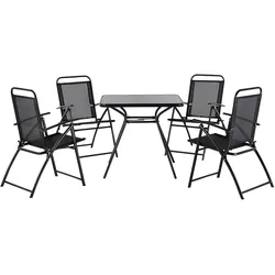 GARTENMÖBEL SET 4-Sitzer Stahl schwarz Livo