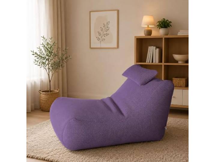 Talamo Italia - Pouf Abuli, Mehrzwecksessel, Sitzsack, Hockerhocker, Made in Italy, 70x120 h65 cm, Lila