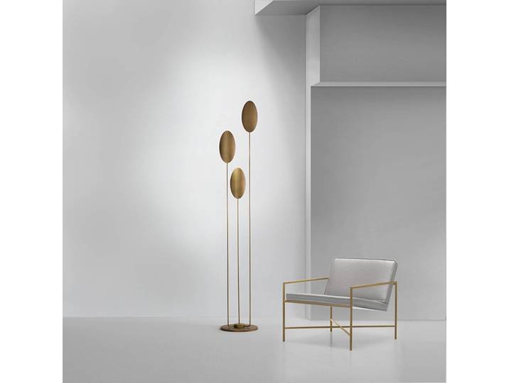 ICONE Designer Stehlampe Masai, dimmbar, bronze / altmessing, für Wohn- / Esszimmer, Aluminium, Design, Stehlampe