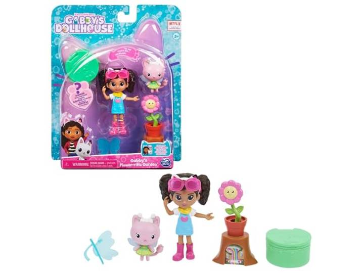 LA CASA DE MUÑECAS DE GABBY - FIESTA EN EL JARDÍN - Jardin Flower-rific de La Casa de Muñecas de Gabby con 2 Figuras, 2 Accesorios, 1 Caja Sorpresa y un Mueble - 6062026 - Juguetes Niños 3 años +