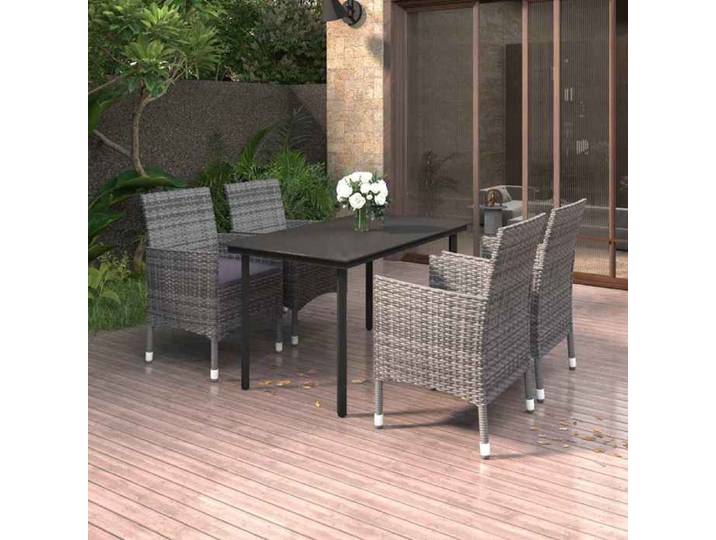 Salon jardin résine tressée coussins verre 5pcs mobilier 5personnes terrasse patio extérieur