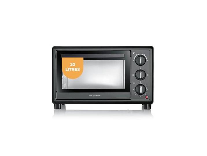 Severin - Four Posable - 20L - Noir - 1600W Mini four compact - Plaque\, grille & ramasse-miettes - Jusqu'à 230 °C - Arrêt automatique - idéal petites cuisines - 2078
