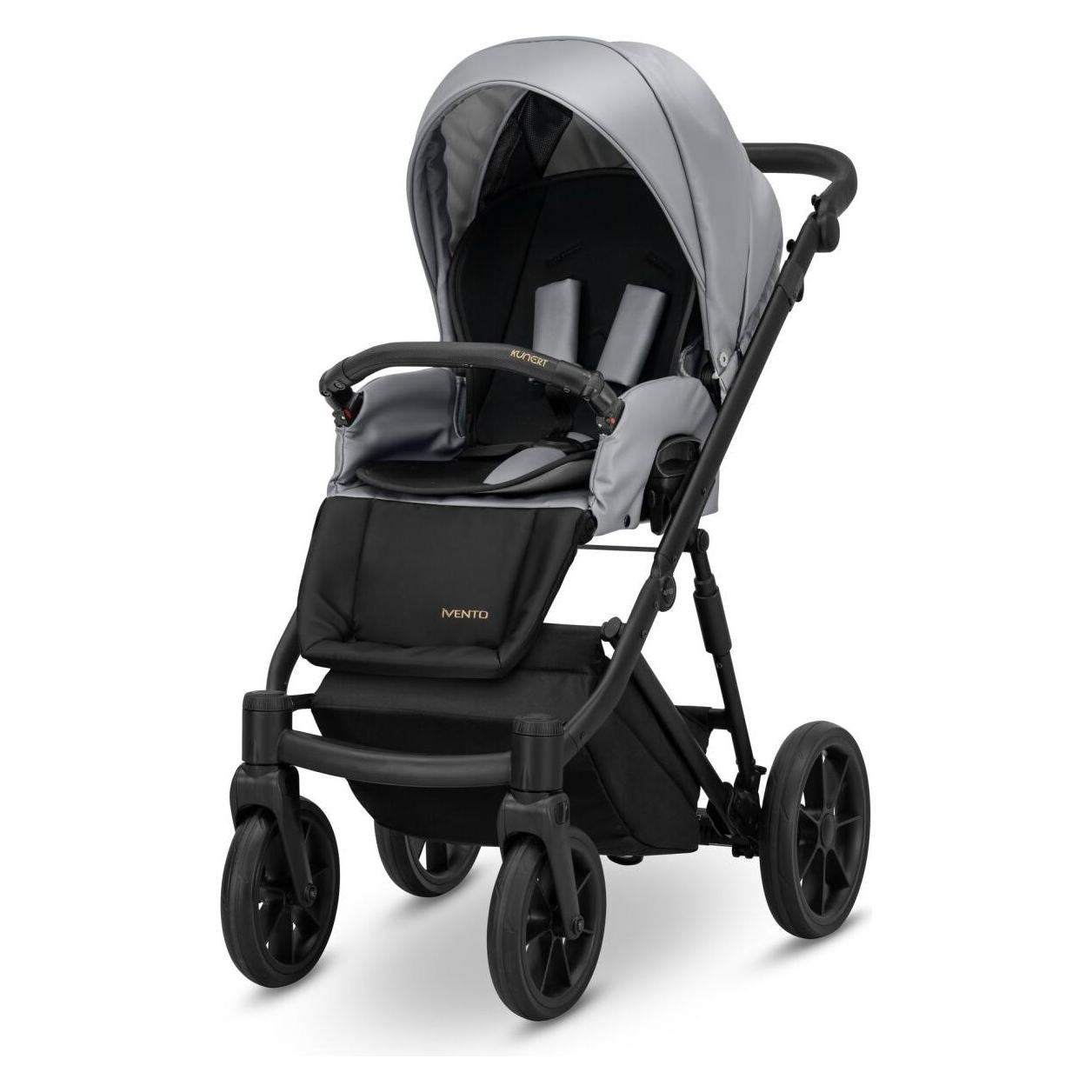 Kunert IVENTO 2in1 Öko-Leder Kinderwagen in Grau mit schwarzem Rahmen (65280417)
