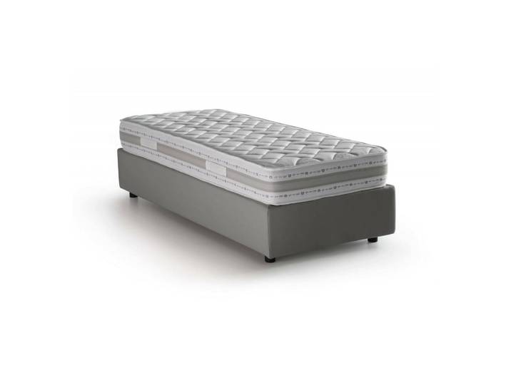 Lit simple en tissu gris 90x200 cm