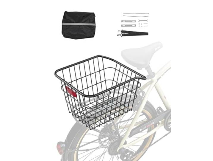 VEVOR Fietsmand van metaaldraad, met reflecterend achterlicht en waterdichte afdekking, voor de meeste bagagedragers
