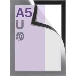 Magnetrahmen A5, selbstklebend randklebend () | silber, Hart-PVC