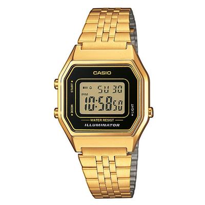 Chronograph CASIO VINTAGE, gold (goldfarben, schwarz, schwarz), Armbanduhren, Damen, goldfarben, Chronograph, Quarzuhr, Armbanduhr, Damenuhr, Digitaluhr, Edelstahlarmband