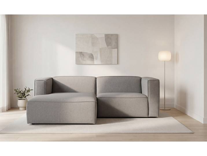 Ecksofa GOODPRODUCT Dalby, L-Form , beige, B:228cm H:73cm T:154cm, 100% PES, Sofas, Ecksofa, extra tiefe Sitzfläche, mit Kedernaht, angenehmer Sitzkomfort