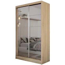 SCHWEBETÜRENSCHRANK FIORELLA 120/216/61 cm 2-türig mit Spiegel Sonoma Eiche
